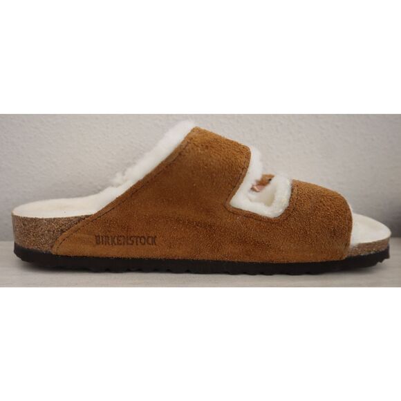 Birkenstock Women's 10 Men's 8 Mink Brown Arizona Shearling Suede Sandals - Picture 8 of 16